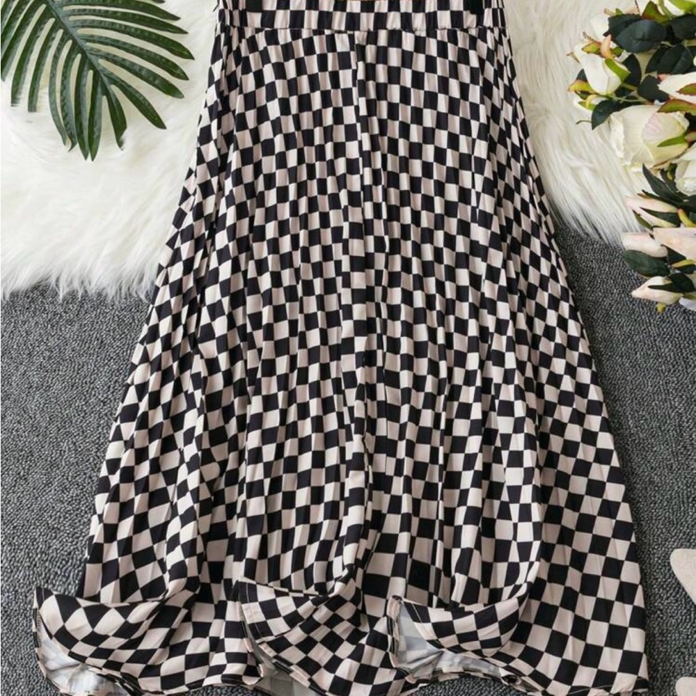 Checkered Black and White Women's Skirt